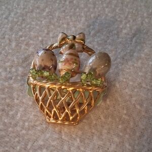 Vintage Easter Egg Basket Brooch